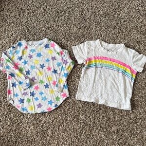 Chaser Kids Long Sleeve Star Tee & Short Sleeve Rainbow Top - size 4 bundle